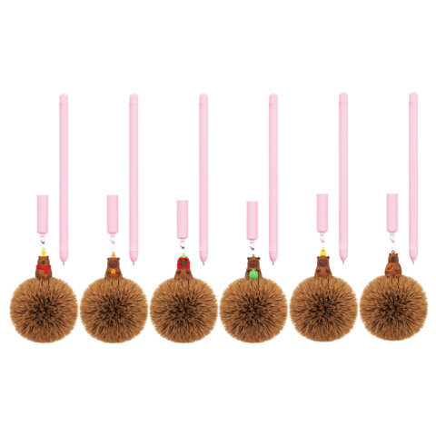 Ручка с пушистой подвеской шариковая FUNSTER "FLUFFY CAPY", СИНЯЯ, пишущий узел 0,7 мм, 144521