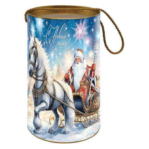 Подарок новогодний "БЕЛЫЙ КОНЬ", НАБОР конфет 600 г, картонная туба, МОСУПАК