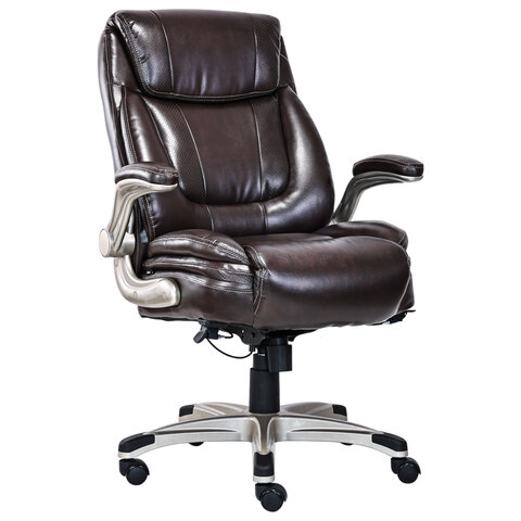 Кресло HAWASAN (ХАВАСАН) "Cruise EX-565", откидные подлокотники, рециклированная кожа, коричневое, 532973