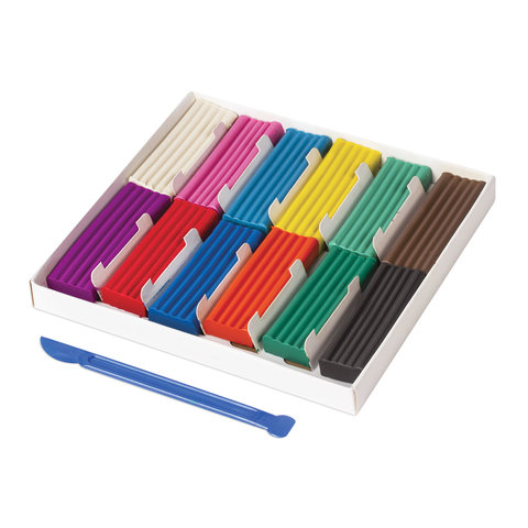 Пластилин классический ПИФАГОР "ЭНИКИ-БЕНИКИ", 12 цветов, 240 г, со стеком, картонная упаковка, 100973