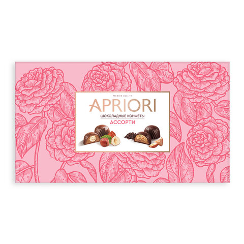 Конфеты из натурального шоколада с орехом APRIORI ассорти 3 вкуса, 200 г, 41594