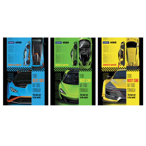 Блокнот МАЛЫЙ ФОРМАТ А6, 40 л., склейка, мелованная бумага, клетка, глянцевая ламинация, HATBER, "Скорость и мощь", 077053, 40Б6лA1к