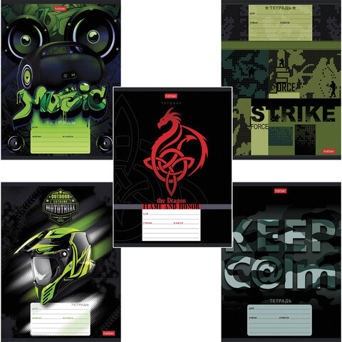 Тетрадь 18 л., HATBER, клетка, обложка картон, "Для мальчиков" (микс в спайке), 063095, 18Т5В1