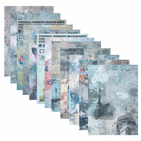 Бумага для скрапбукинга 15х21 см "Текстуры", двусторонняя,12 листов, 240 г/м2, ОСТРОВ СОКРОВИЩ, 665443