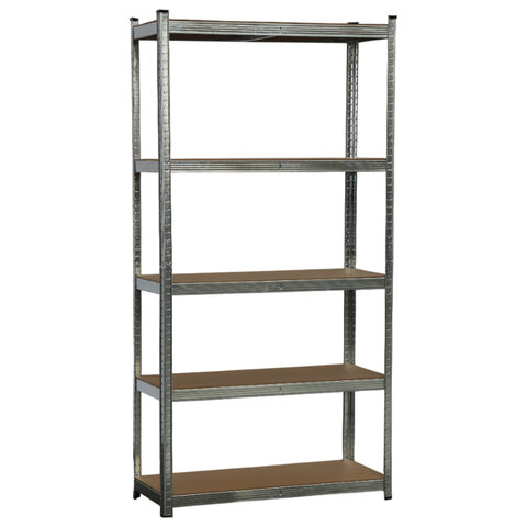 Стеллаж металлический BOOMHOUSE (БУМХАУС) безболтовой, в2000*ш1000*г400мм, 5 полок МДФ, серебристый, 291414