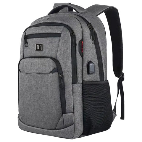 Рюкзак HEIKKI SECURE (ХЕЙКИ) универсальный, отделение для ноутбука, серый, 46x31x19 см, 273895