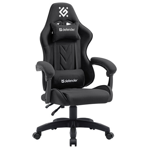 Кресло компьютерное DEFENDER "Breeze", 2 подушки, ткань, черное, 64299