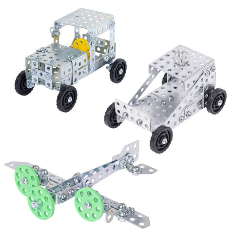 Конструктор металлический ЮНЛАНДИЯ "Для уроков труда №4", развивающий, 130 элементов, 104682