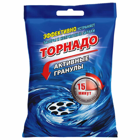 Средство для прочистки канализационных труб в гранулах 70 г, КРОТ "Торнадо", активные гранулы, 4000029