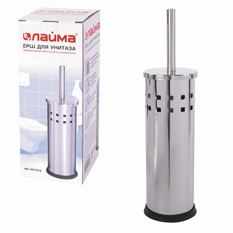 Ершик для унитаза с подставкой, нержавеющая сталь, зеркальный, LAIMA, 601616