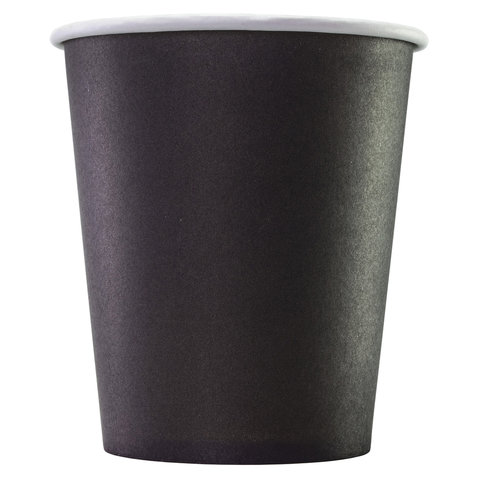 Стакан одноразовый бумажный 250 мл, КОМПЛЕКТ 75 шт., однослойный, ЧЕРНЫЙ, холодное/горячее, ФОРМАЦИЯ, HB80-280-0458
