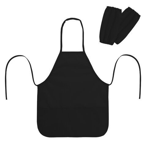 Фартук с нарукавниками для уроков труда ПИФАГОР, 3 кармана, увеличенный размер, 45x60 см, черный, 273747