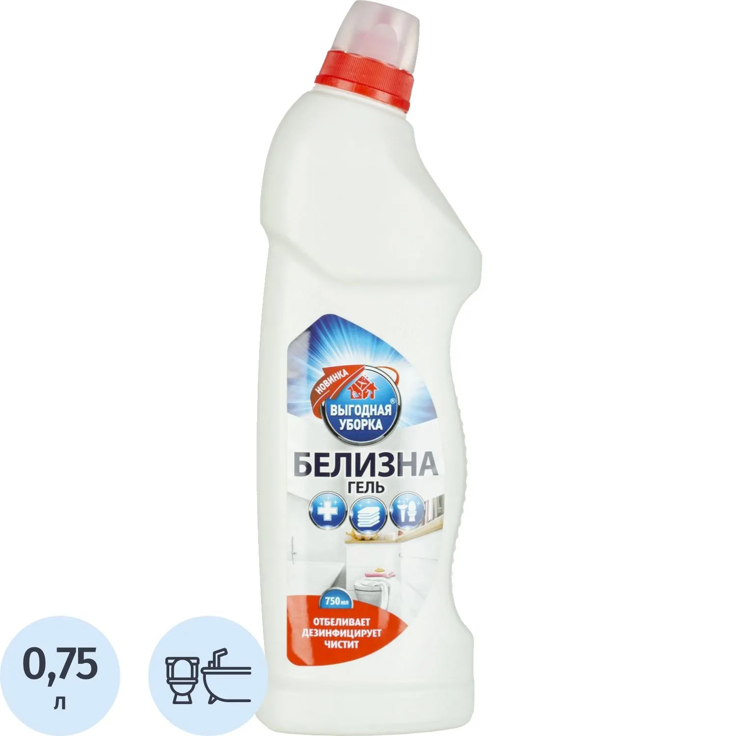 Средство для сантехники отбеливающее ВЫГОДНАЯ УБОРКА Белизна-гель 750 мл, 1301183К