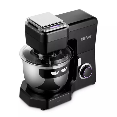 Миксер планетарный KITFORT KT-3434, 1300 Вт, 10 скоростей, 3 насадки, чаша 4,5 л, кухонные весы, черный, КТ-3434