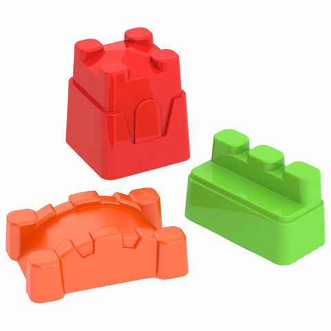 Формочки для песка "Крепость", набор 3 шт, размер единицы 9,5x8,5x2 см, НОРДПЛАСТ, 81