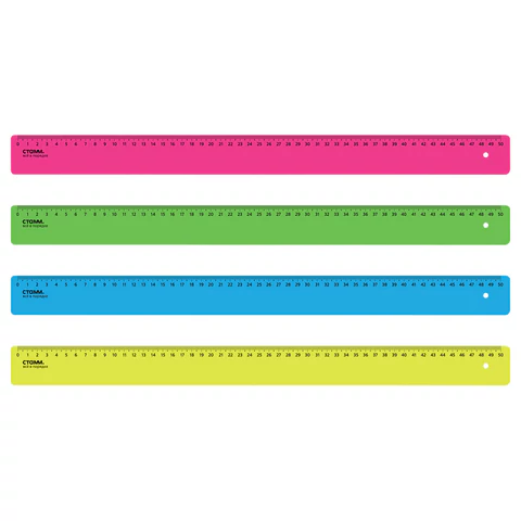 Линейка пластиковая 50 см, "Neon", неоновая, ассорти, ЛН-31443