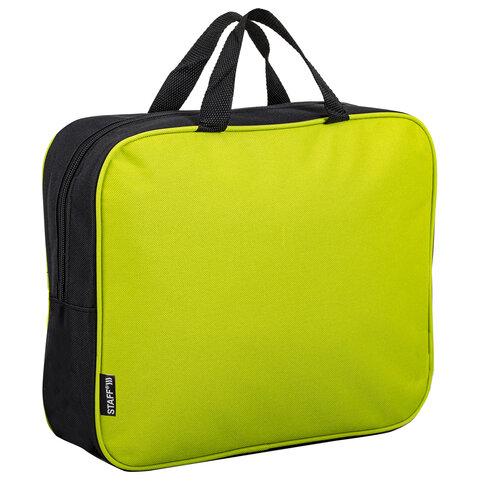 Папка на молнии с ручками STAFF EVERYDAY А4, 1 отделение, полиэстер, 80 мм, зеленая, 270742