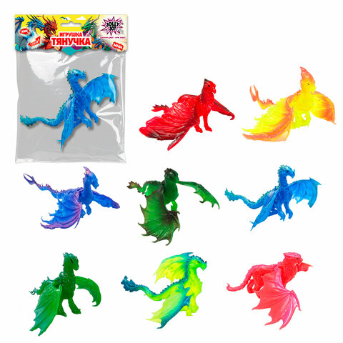 Фигурка-антистресс тянучка "Драконы", ассорти 8 видов, JOLLY JOT (ДЖОЛЛИ ДЖОТ), 665945