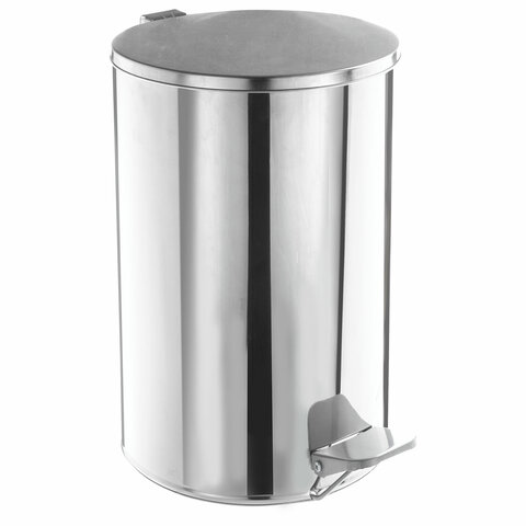 Ведро мусорное с педалью 10 литров, УСИЛЕННОЕ, кольцо под мешок, хром, нержавеющая сталь, ТИТАН
