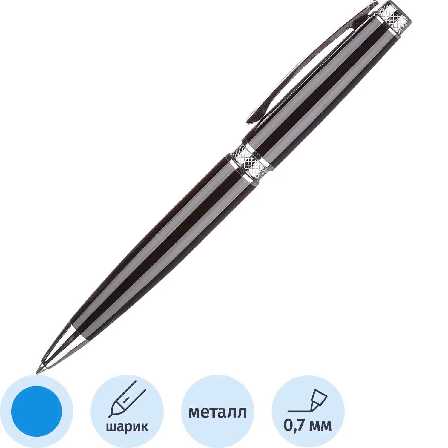 Ручка шариковая  Attache SelectionDesire,черн.корп.,пов.мех.,синий,футляр, 901719К