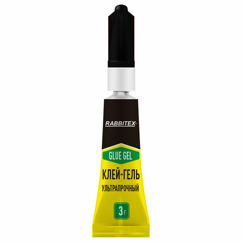 Клей-гель секундный суперклей УЛЬТРАПРОЧНЫЙ, блистер, 3 грамма, RABBITEX (РАББИТЕКС) "ДВА СЛОНА", 609812