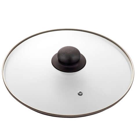 Крышка стеклянная 24 см с пароотводом, жаропрочное стекло, нержавеющая сталь ободка, SCOVO "Classic", KC-224, КС-224