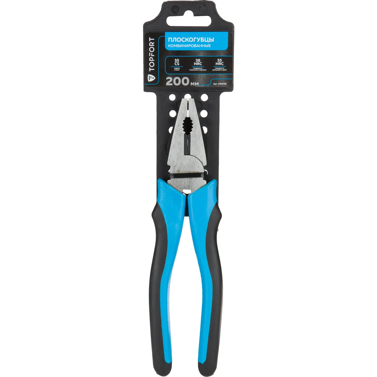 Плоскогубцы 200 мм Topfort из углеродистой стали с ручкой из ПВХ