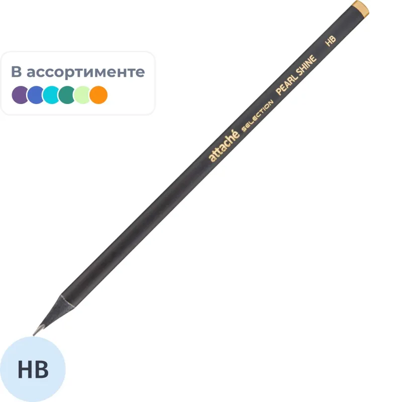 Карандаш чернографитный Attache Selection Pearl Shine HB б/ласт в асс