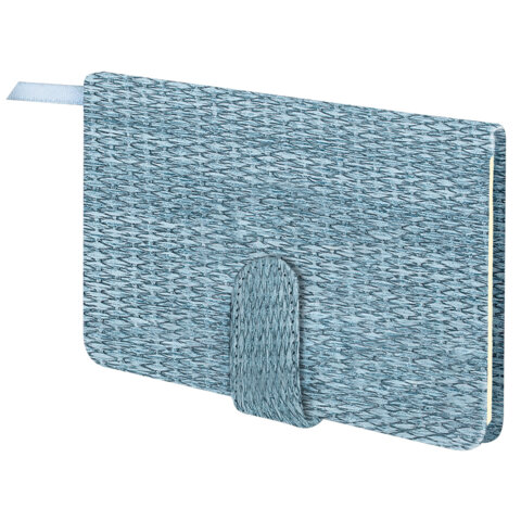 Еженедельник датированный 2026 МАЛЫЙ ФОРМАТ 95х155 мм, А6, BRAUBERG "Augustus", под кожу, голубой, 117185