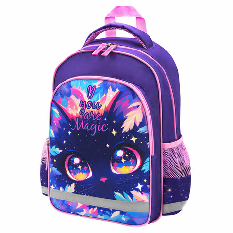 Рюкзак ПИФАГОР SCHOOL, 1 отделение, 3 кармана, "Magic kitty", 38x28х14 см, 273166
