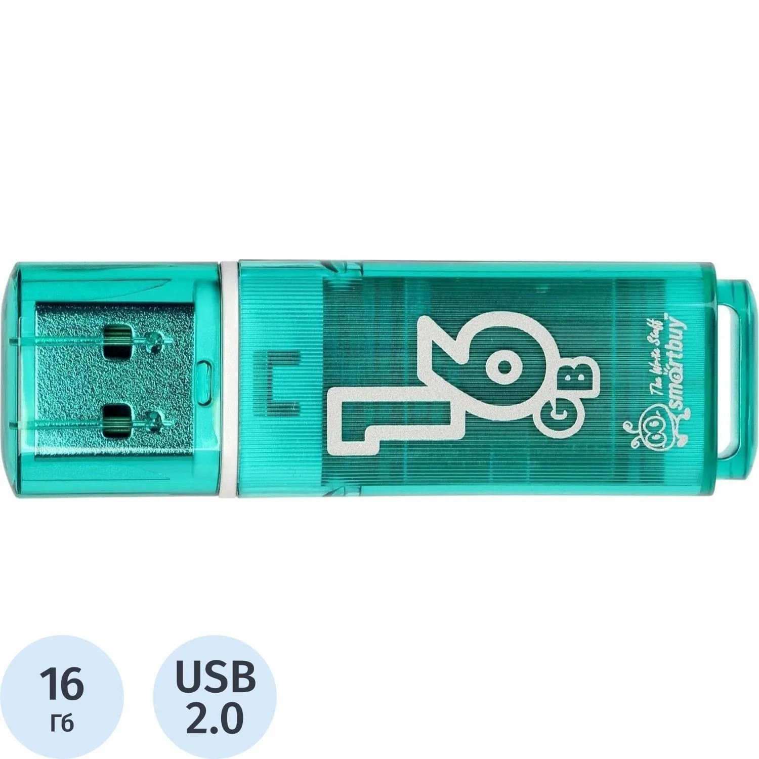 Флеш-память Smartbuy Glossy, 16Gb, USB 2.0, зел, SB16GBGS-G, 445924К