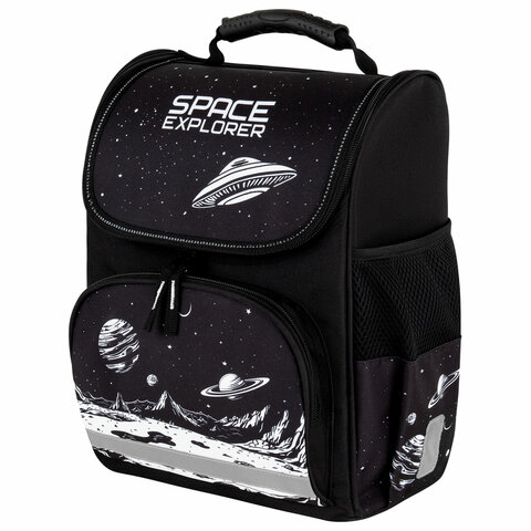 Ранец ПИФАГОР BASIC, 1 отделение, 3 кармана, эргономичная спинка, "Space invader", 35х28х18 см, 273140