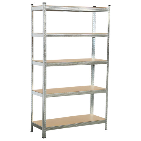 Стеллаж металлический BOOMHOUSE (БУМХАУС) безболтовой, в1800*ш1050*г400мм, 5 полок МДФ, серебристый, 291413