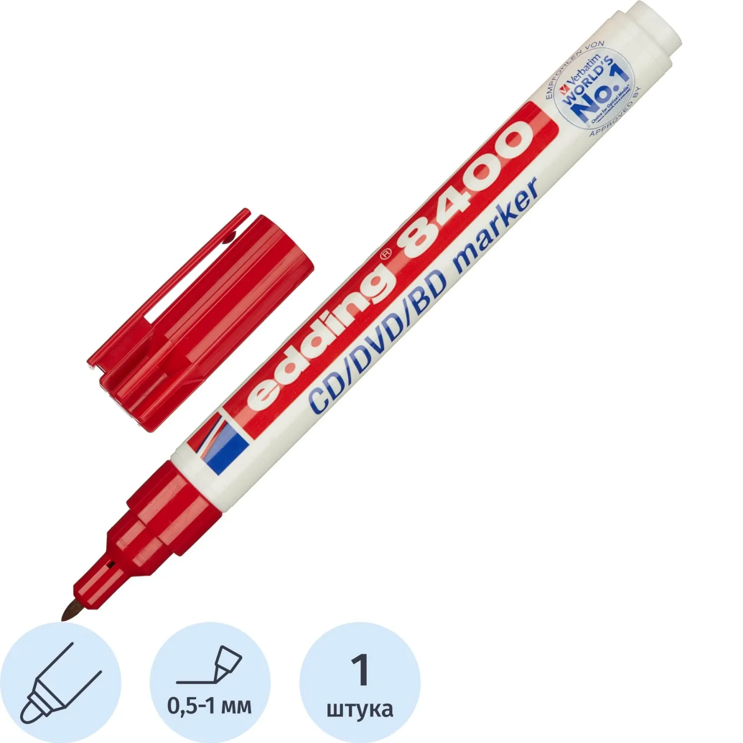 Маркер для CD EDDING E-8400/2 красный, 0,5-1 мм, 53765К