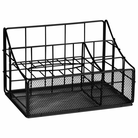 Органайзер для косметики и мелочей металлический 4 секции, MONTE VITA (МОНТЕ ВИТА), 160х240х150 мм, черный, 272480